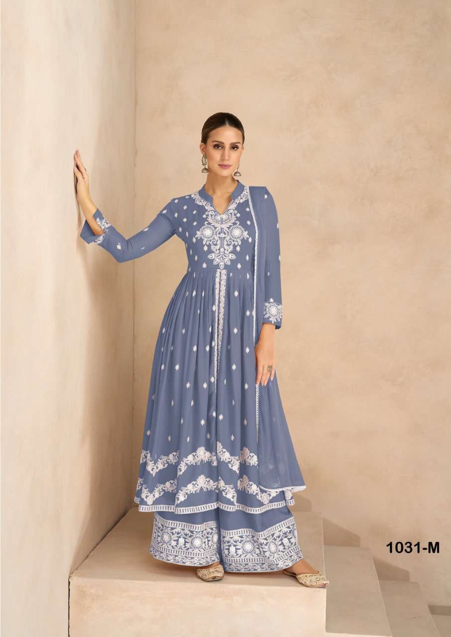 LAKHNAVI VOL 6 HIT LISTHEAVY RAYON LAKHNAWI WORK KURTI WITH PLAZZO AND NAZMIN DUPATTA BY S3FOREVER BRAND 1031 M